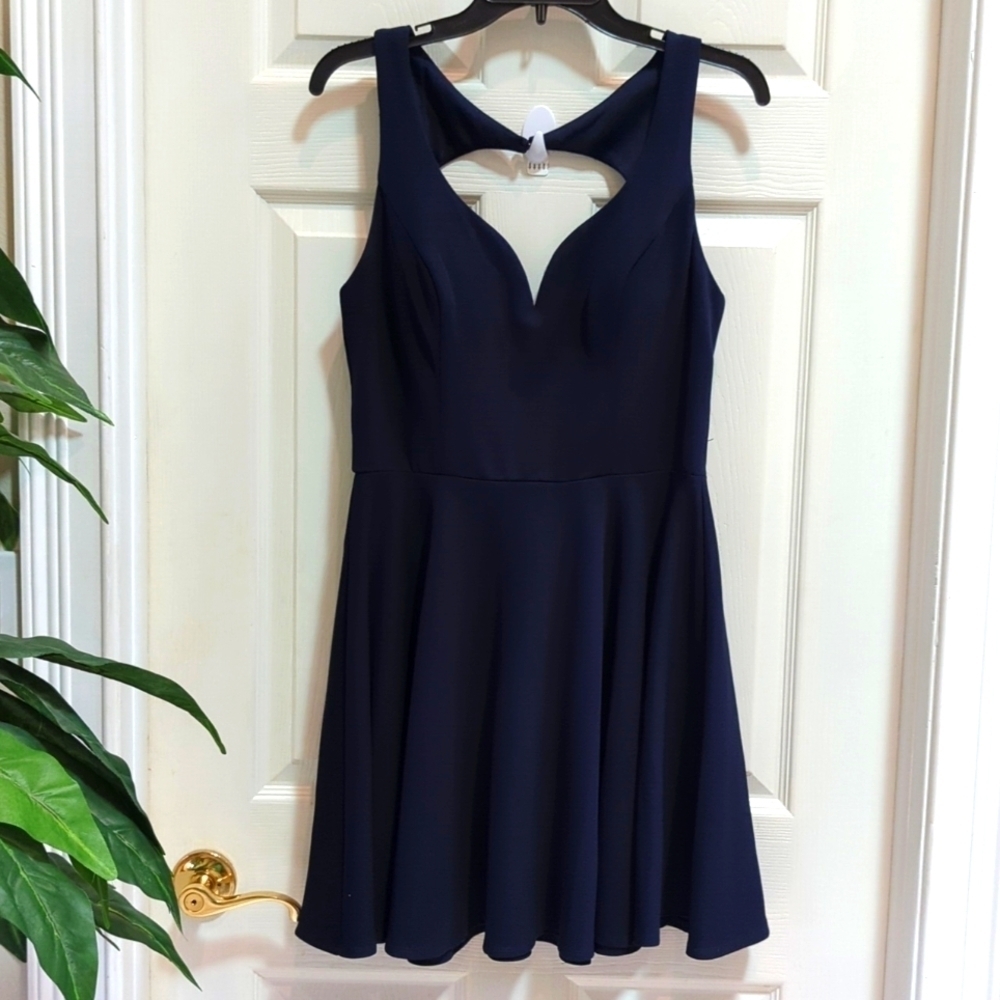 B Darlin Women's Navy Fit & Flare Dress Size 13/14 Sweetheart Neckline